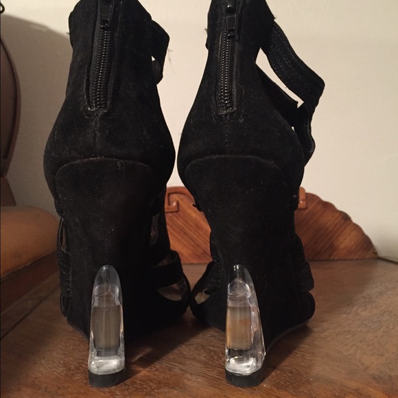 Black vegan suede wedges - Picture 3 of 4